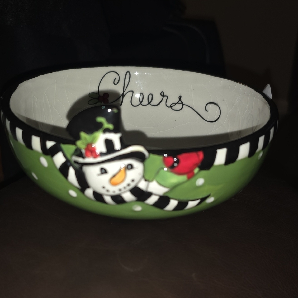 Fitz and Floyd Green Polka Dot Bowl